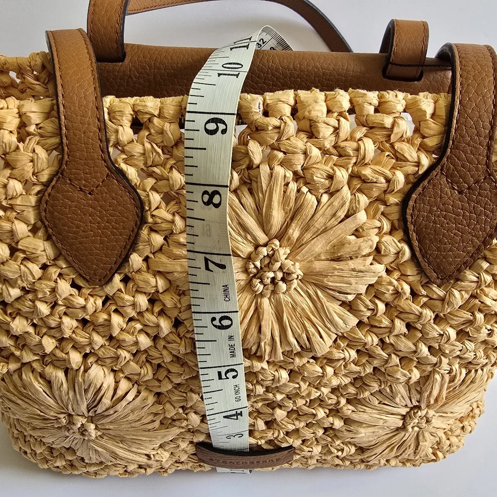 Strathberry Floral Raffia Basket Tote Straw Tan - Picture 14 of 15